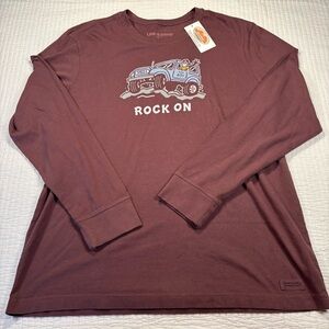 Life is Good Men's‎ Brown Long Sleeve Shirt “Rock On” NWT Large